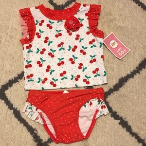 Circo 9M two piece cherry bathing suit NWT